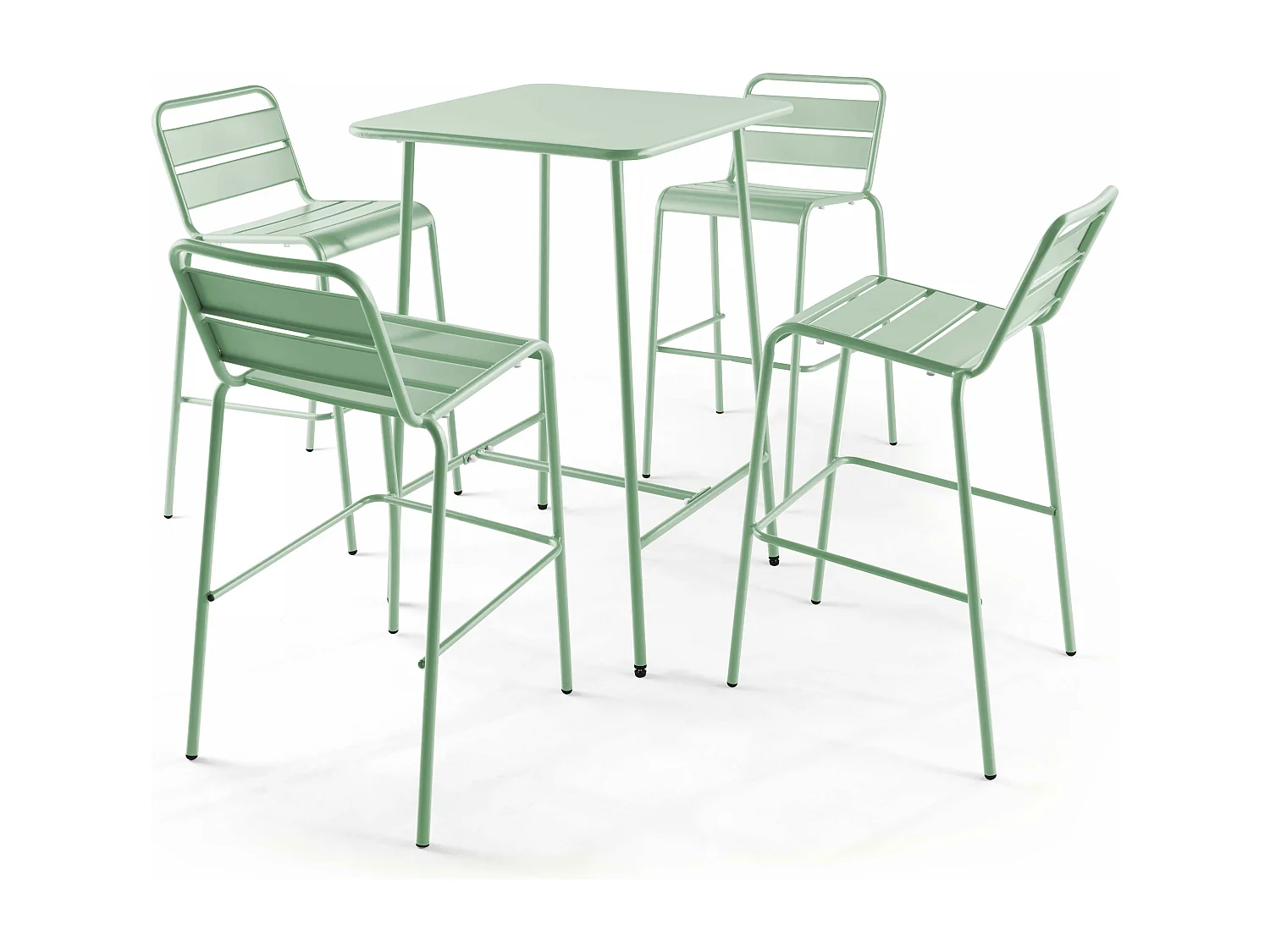 Hoge vierkante tuin tafel van groen salie staal, 70cm