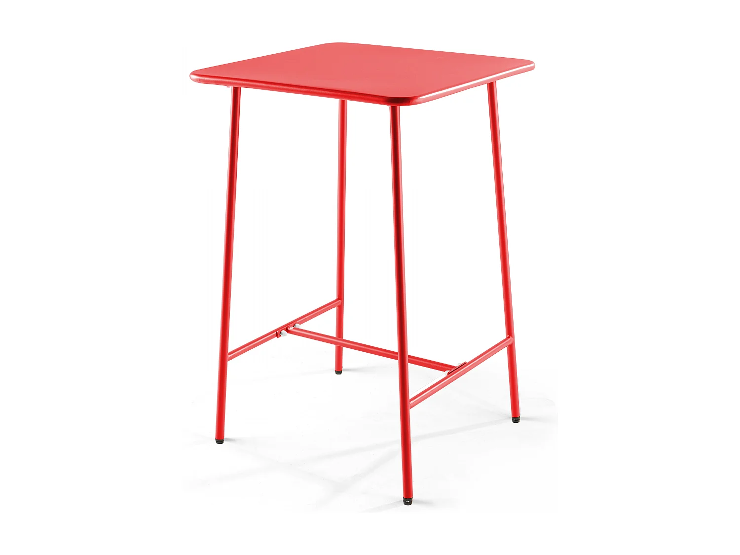 Table haute de jardin carrée en acier rouge - Palavas