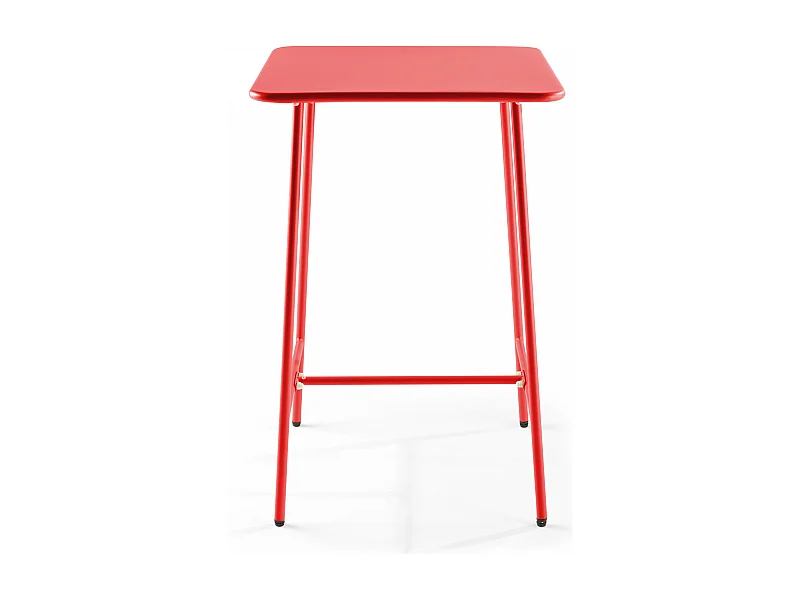 Table haute de jardin carrée en acier rouge - Palavas