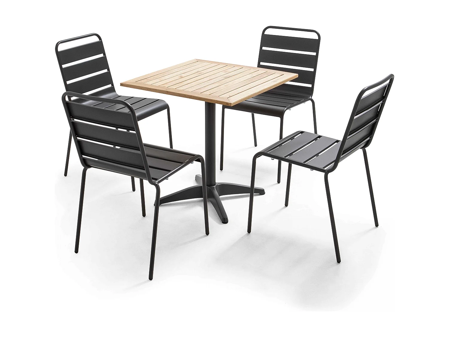 Table de jardin carrée plateau bois 70x70cm