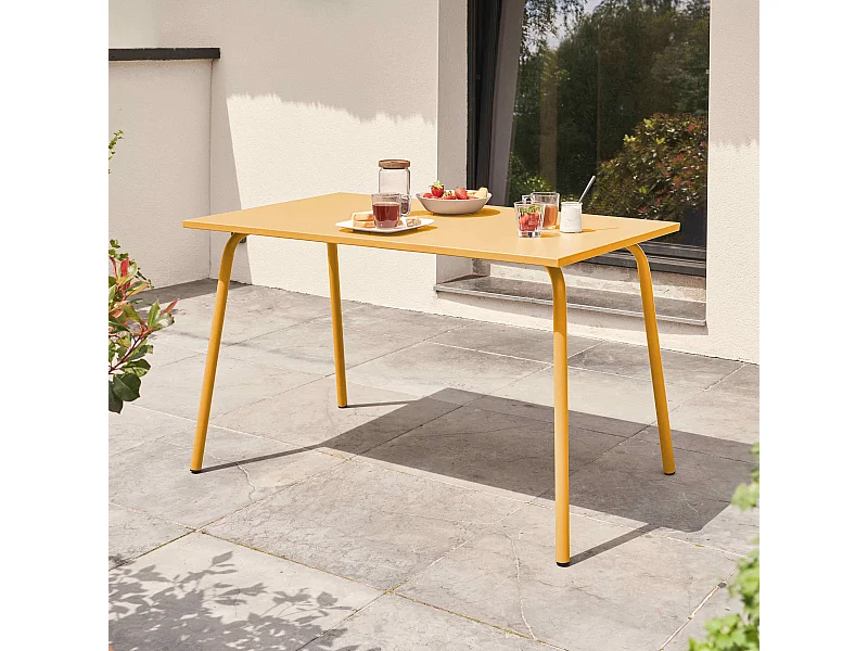 Table de jardin en acier jaune  - Palavas