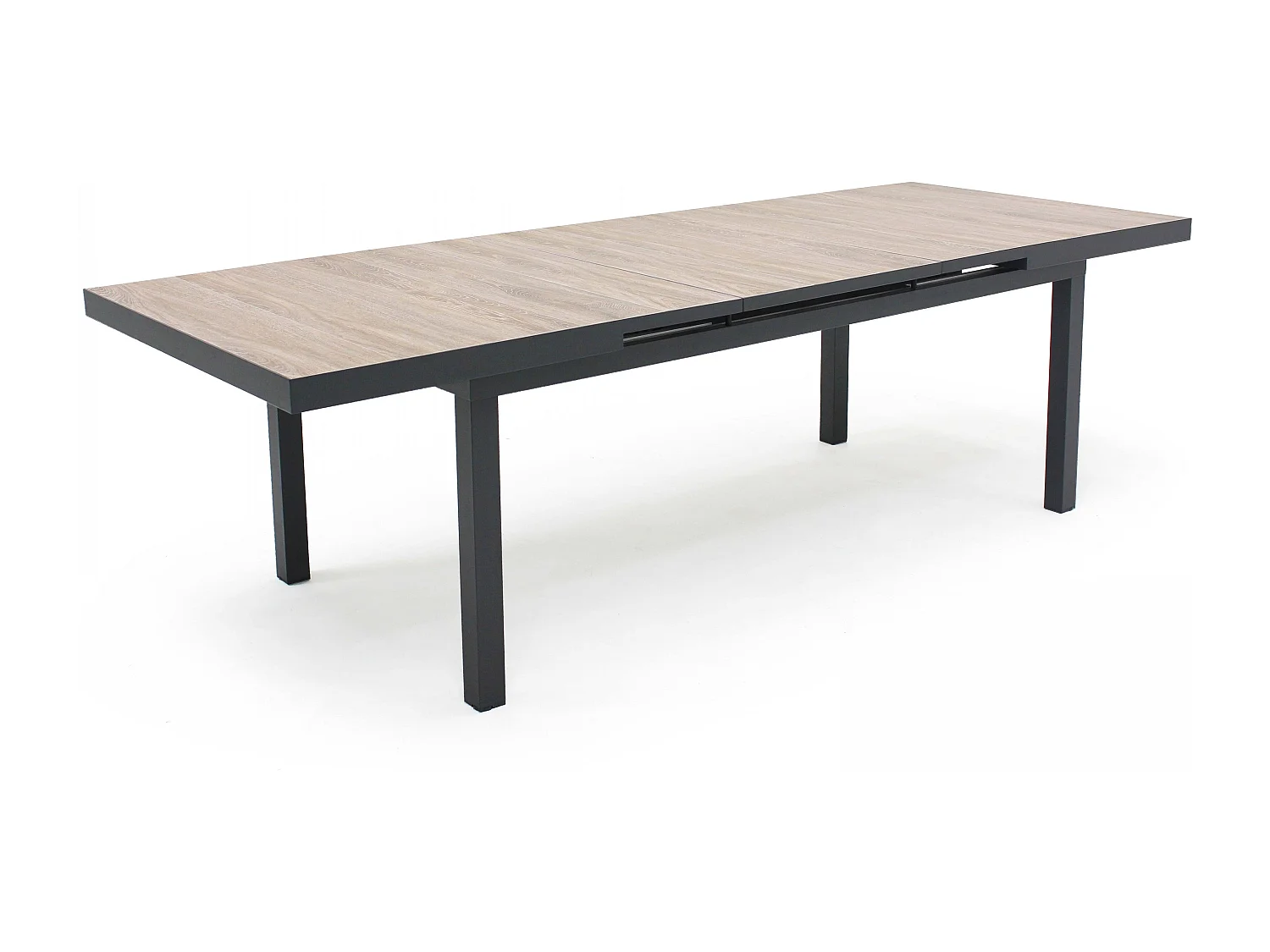 Table extensible aluminium et céramique imitation bois - Tivoli