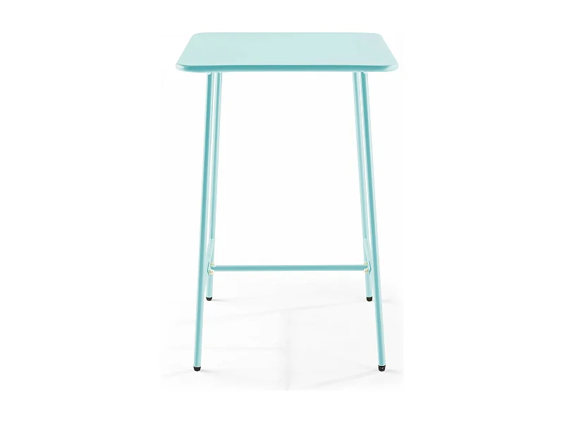 Hoge vierkante tuin tafel van turquoise blauw staal, 70cm