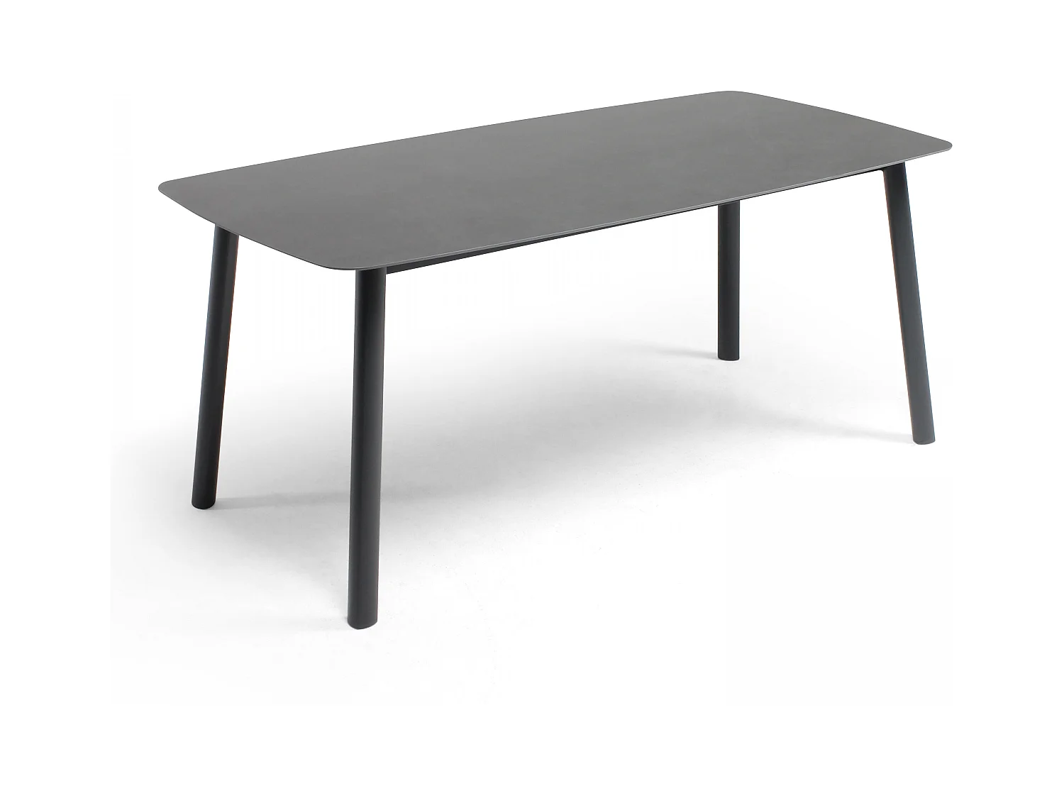 Table de jardin rectangulaire en aluminium et pierre frittée gris