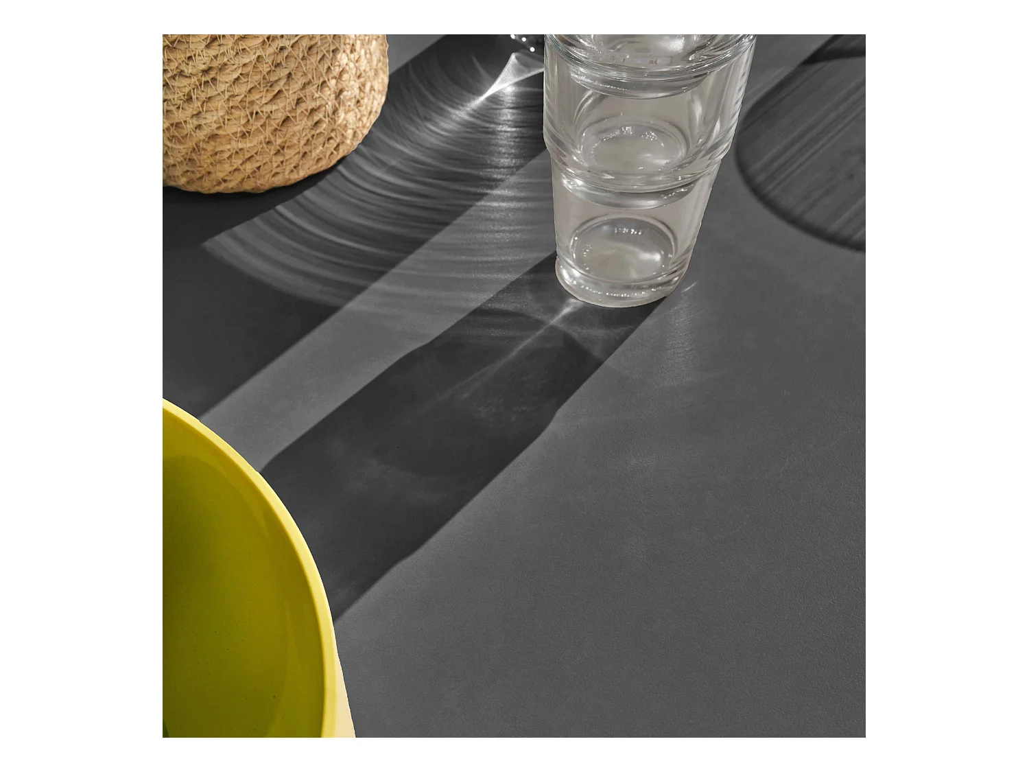 Table de jardin rectangulaire en aluminium et pierre frittée gris