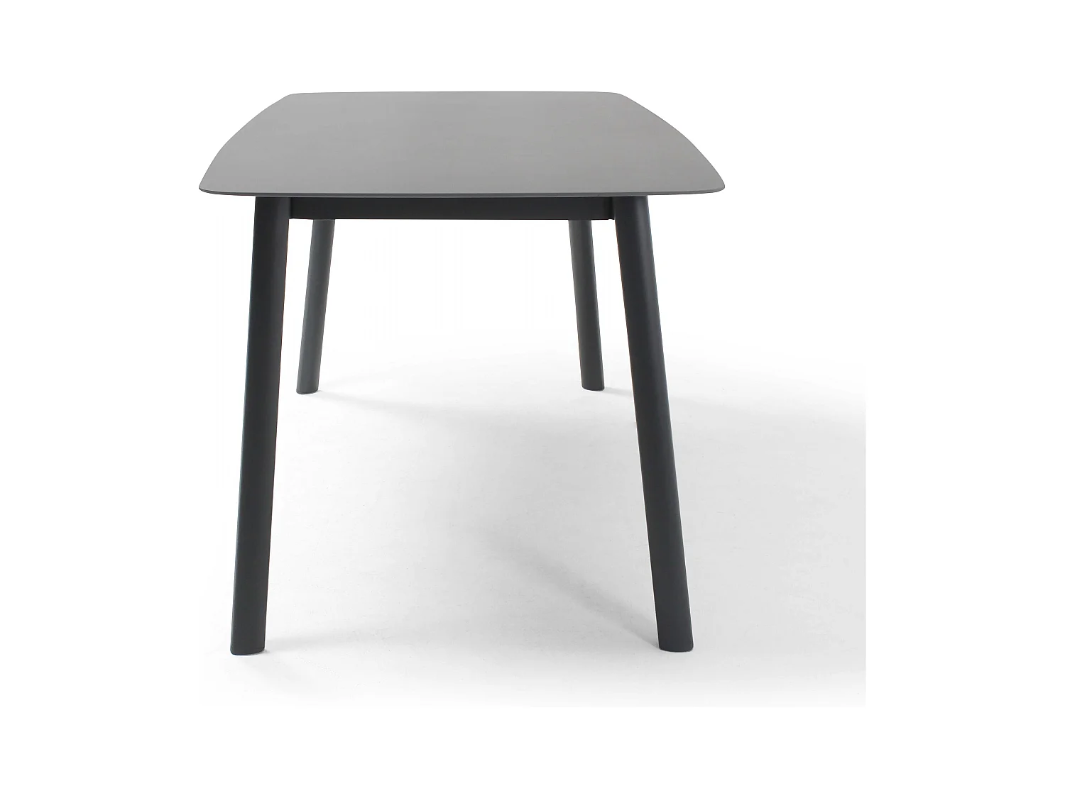 Table de jardin rectangulaire en aluminium et pierre frittée gris