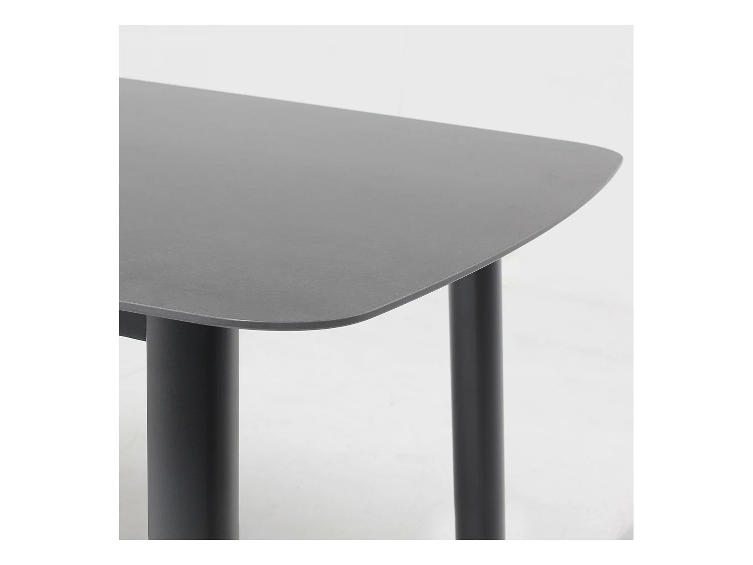 Table de jardin rectangulaire en aluminium et pierre frittée gris