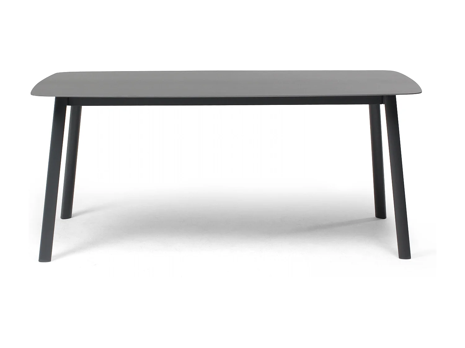 Table de terrasse rectangulaire en aluminium et pierre frittée gris