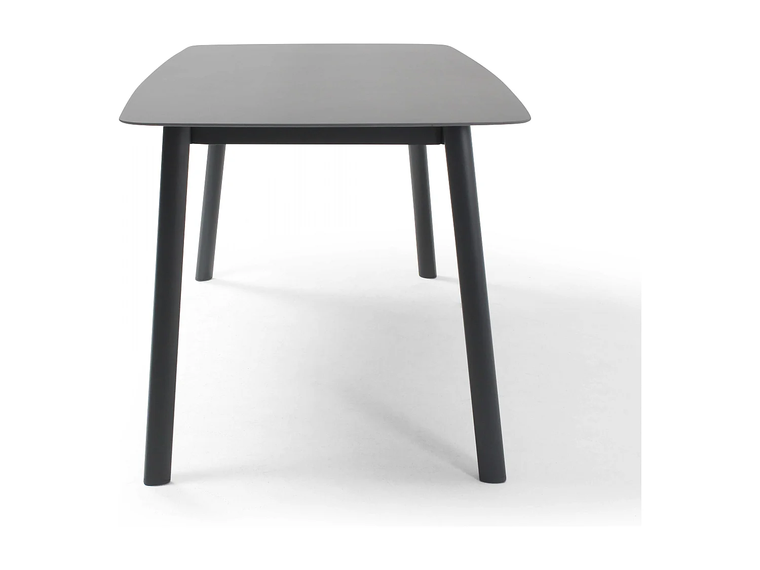 Table de terrasse rectangulaire en aluminium et pierre frittée gris