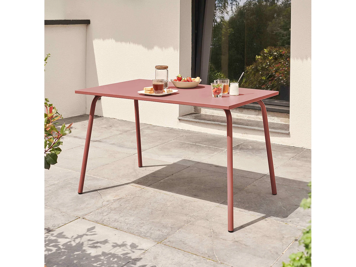 Table de jardin en acier 120 x 70 cm argile - Palavas