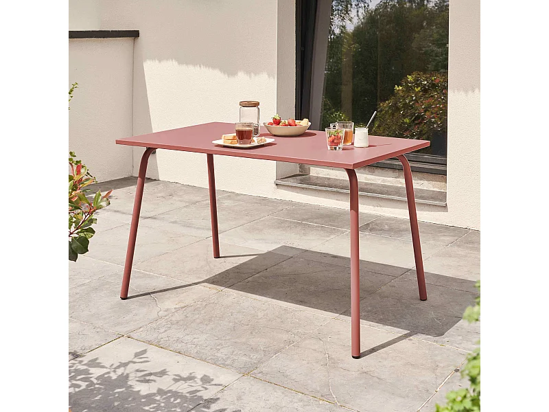Table de jardin en acier 120 x 70 cm argile - Palavas