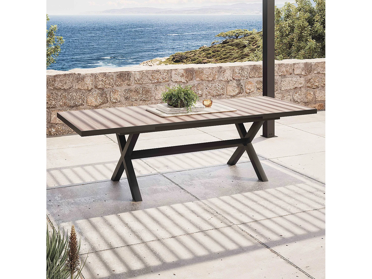 Table extensible 10 places en aluminium et céramique   - Tivoli