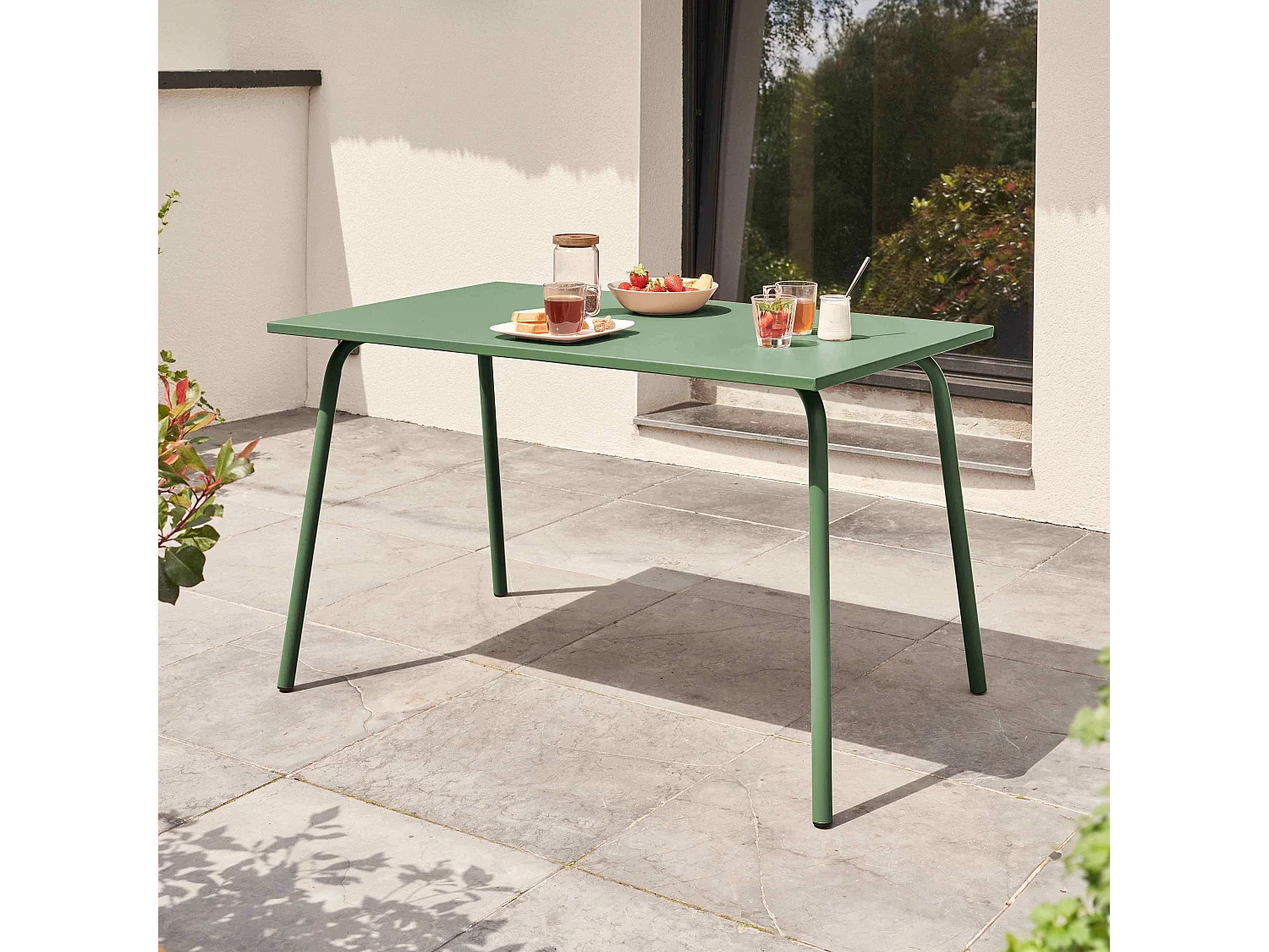 Table de jardin en acier vert cactus - Palavas