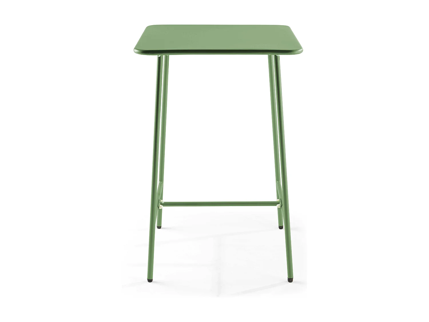 Table haute de jardin carrée en acier vert cactus - Palavas