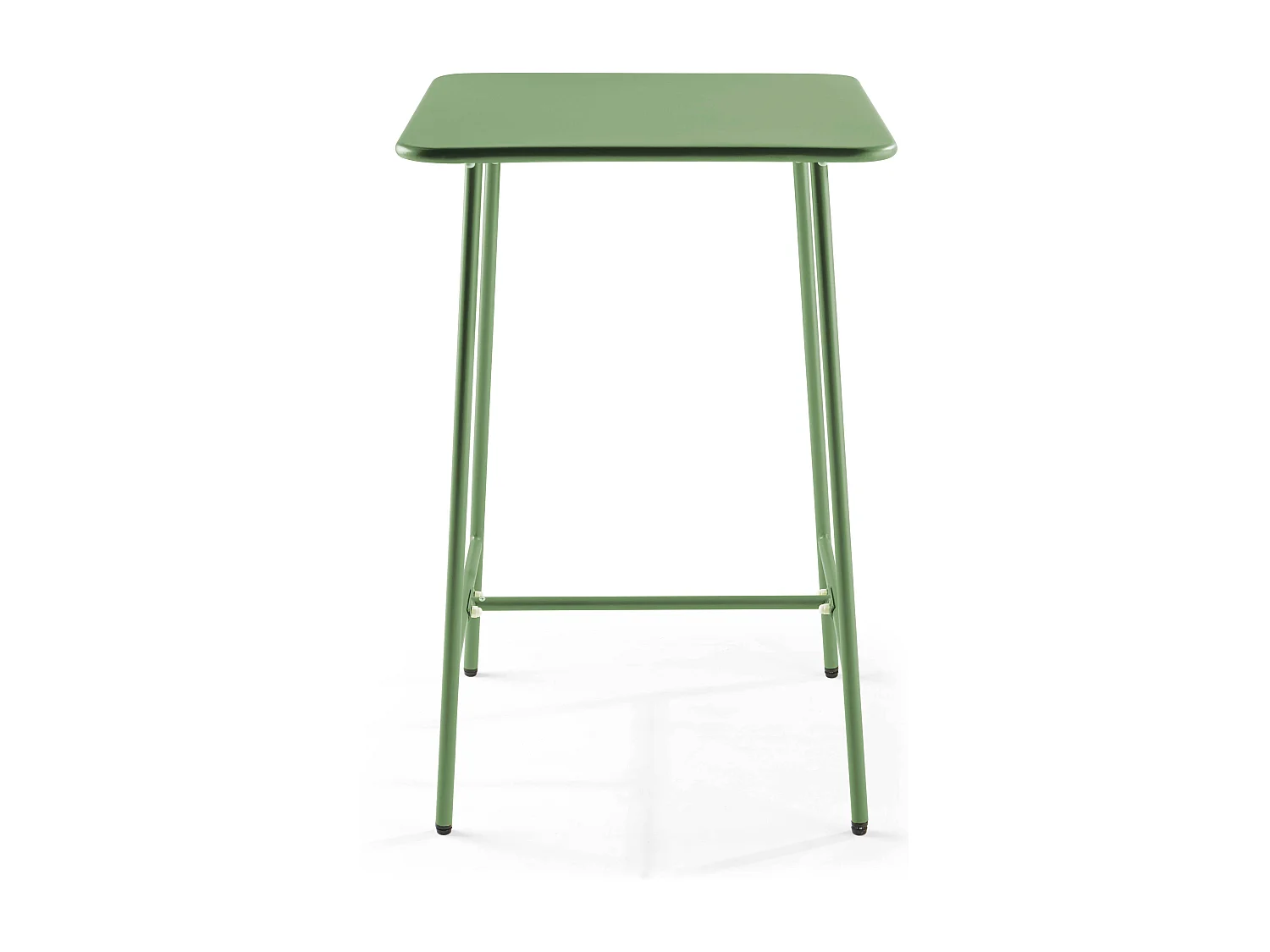 Table haute de jardin carrée en acier vert cactus - Palavas