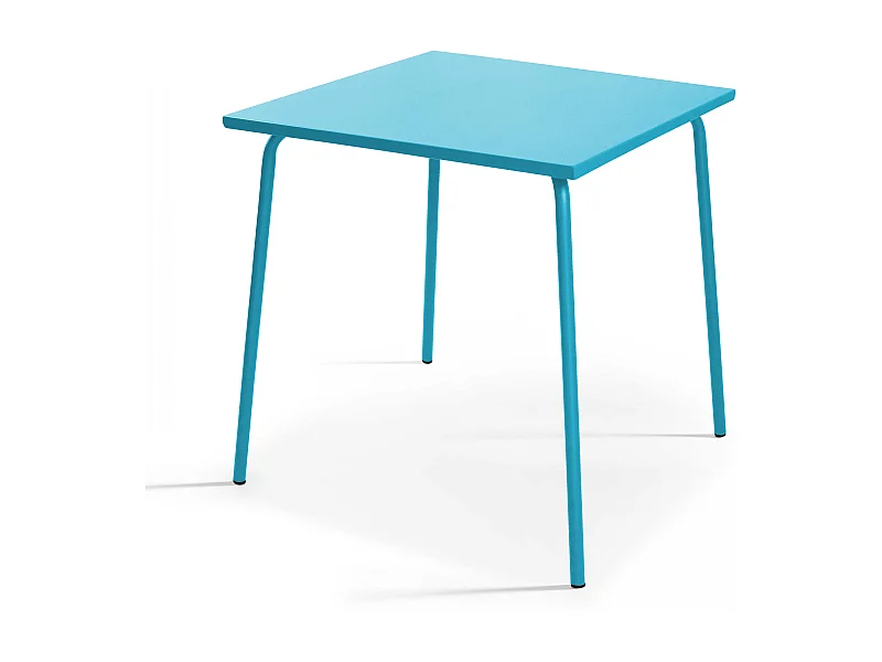 Table de jardin carrée en métal bleu - Palavas