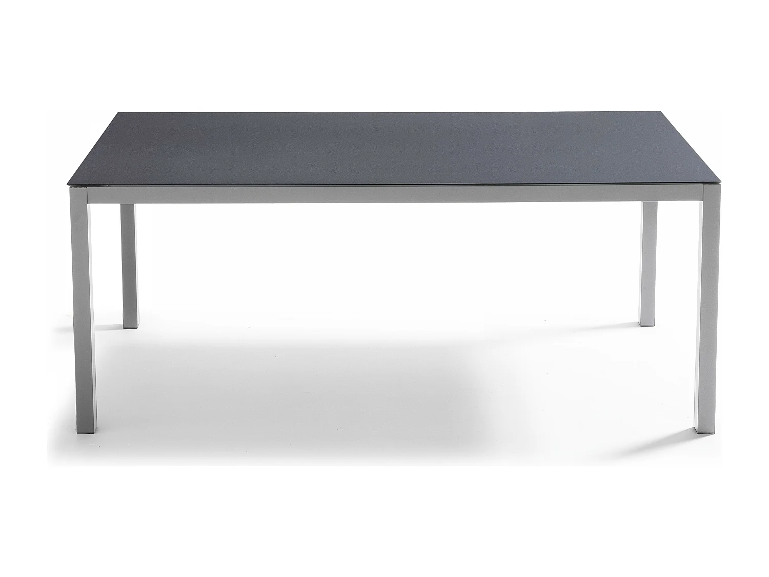 Table de jardin en aluminium avec plateau en verre gris