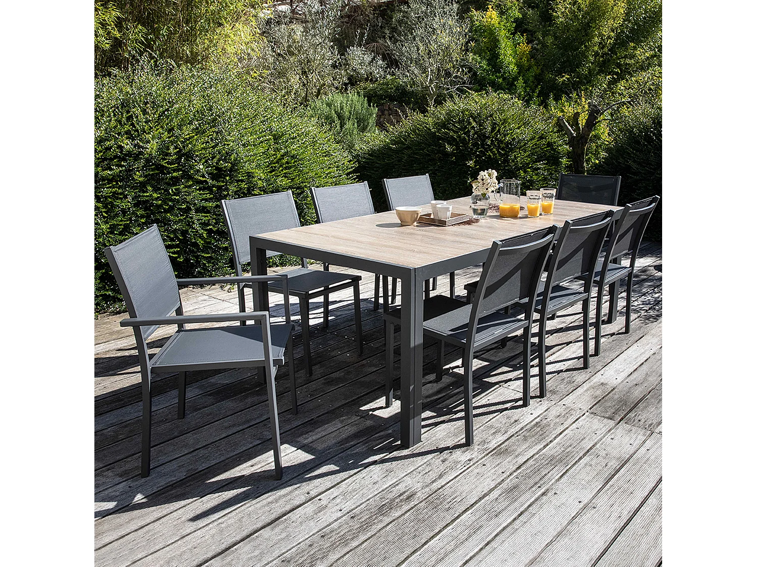 Tuintafel met frame en keramisch houtlook blad