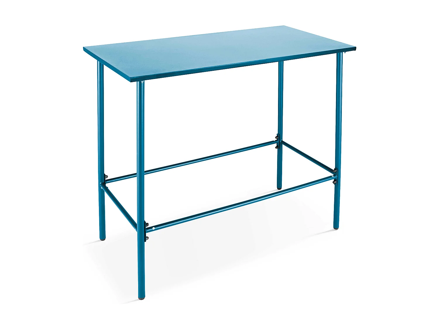 Hoge eettafel van 120 cm in de kleur Pacific blauw, gemaakt van metaal