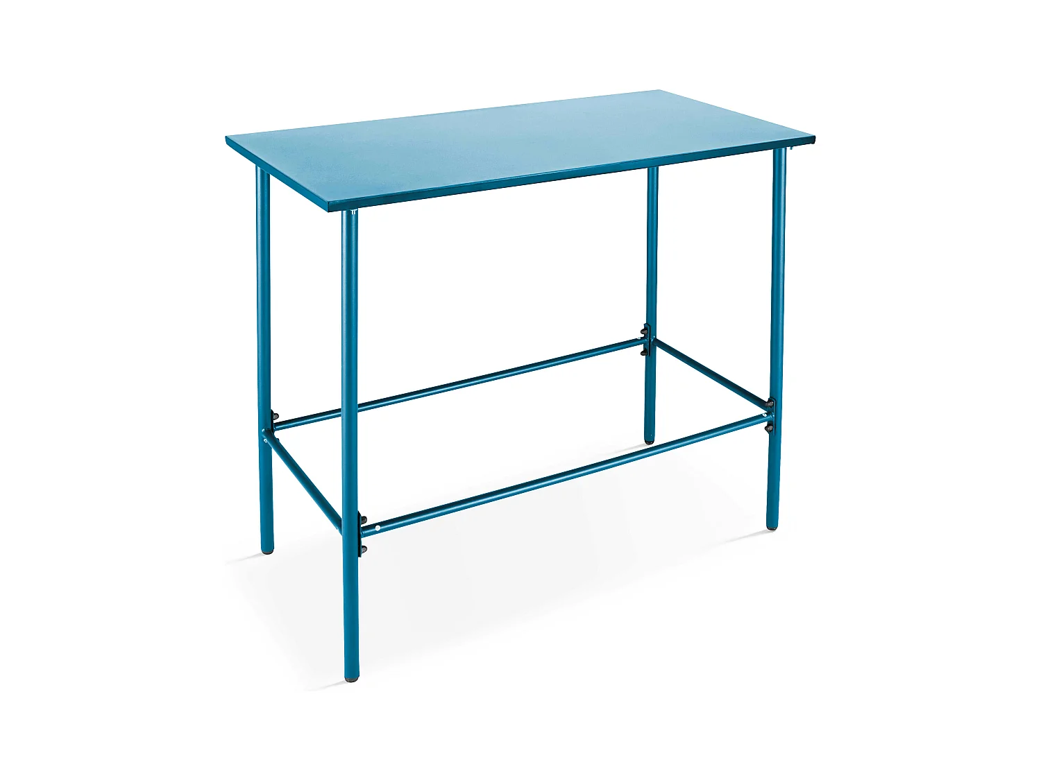 Table haute de jardin en métal bleu pacific 120 cm - Palavas