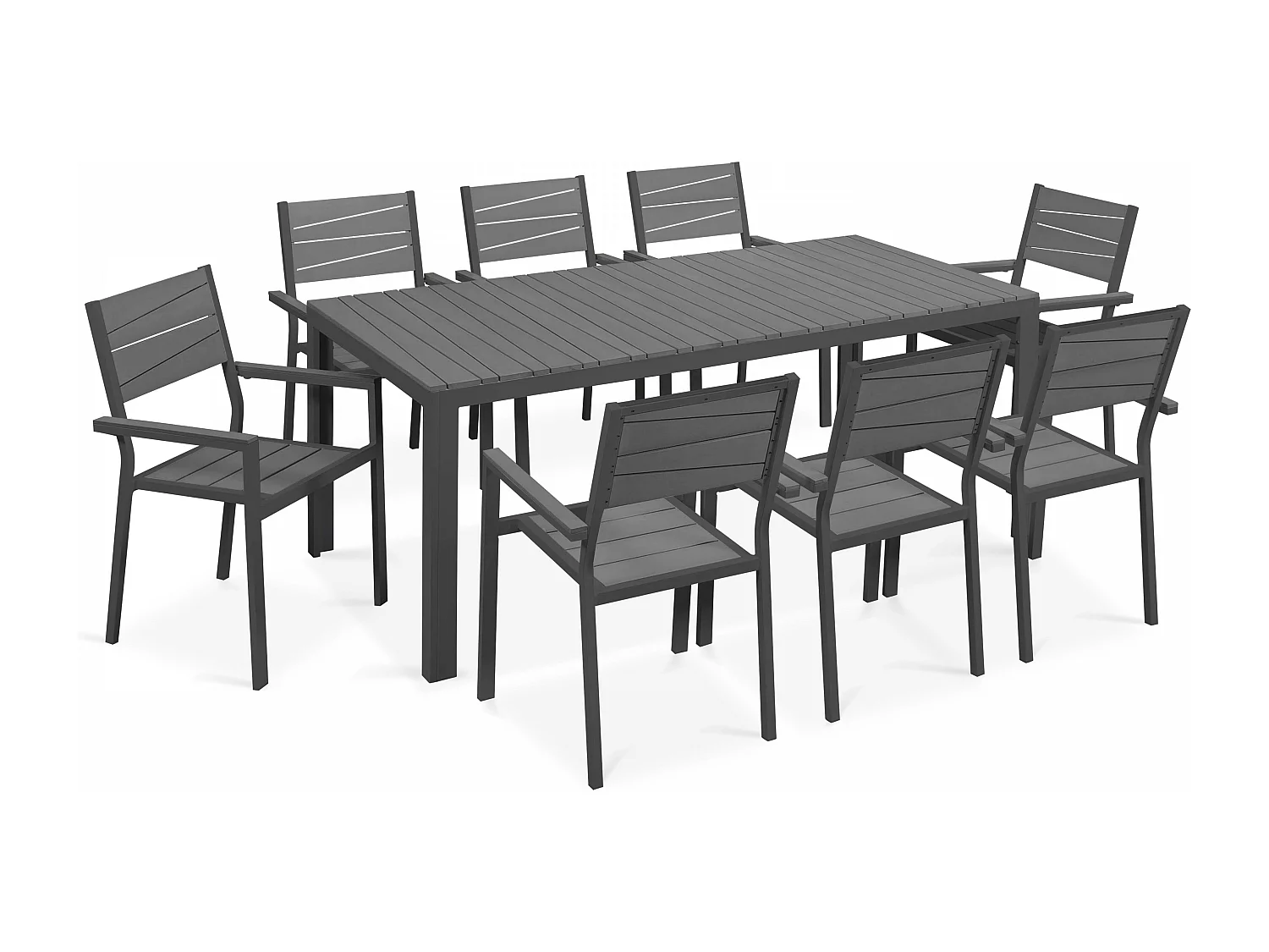 Table de jardin en aluminium et bois synthétique gris