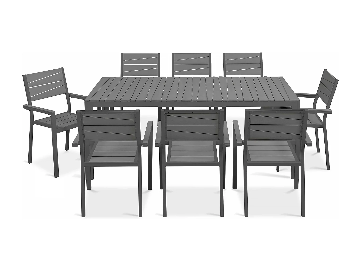 Table de jardin en aluminium et bois synthétique gris