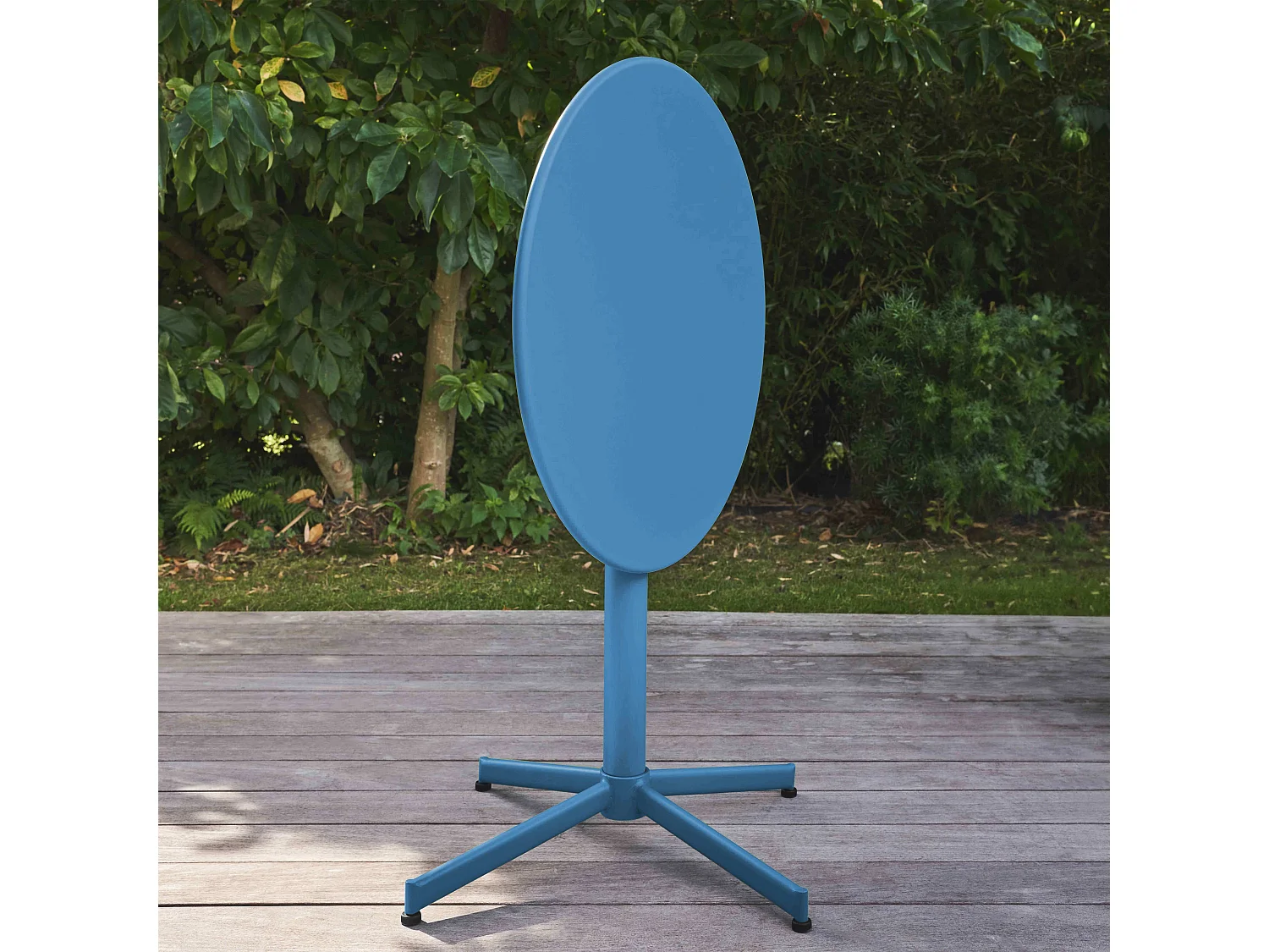 Table de jardin ronde bistro inclinable en acier bleu pacific - Palavas