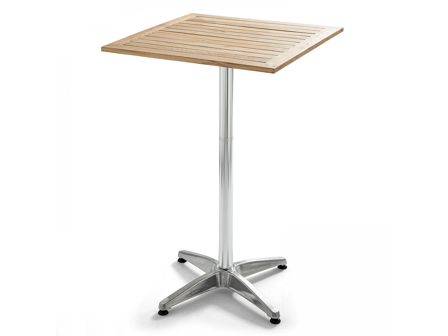Table haute mange debout carrée en aluminium et bois