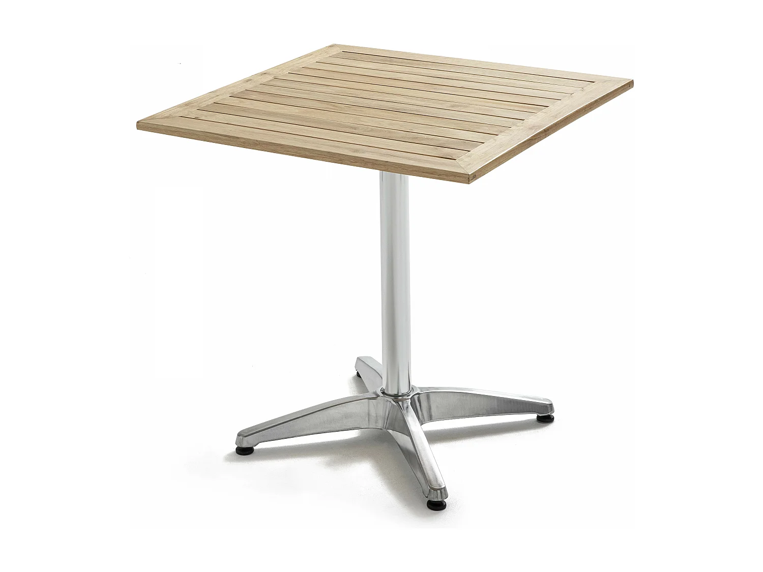 Table haute mange debout carrée en aluminium et bois