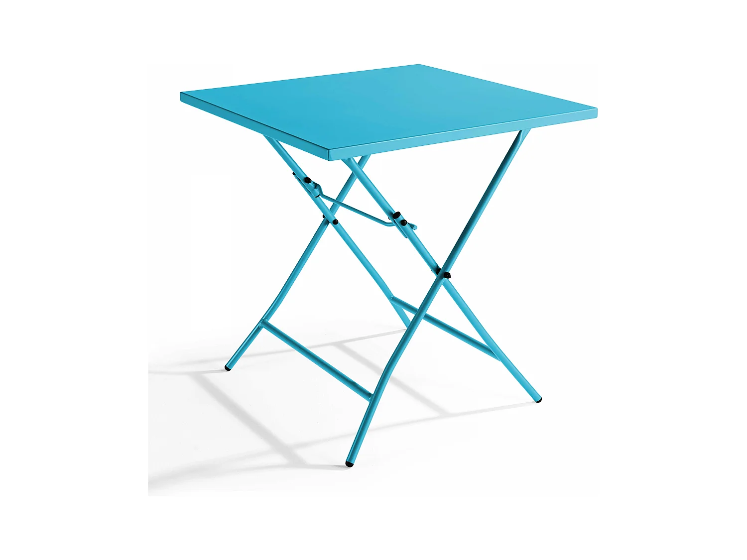 Table de jardin pliante carrée en acier bleu - Palavas