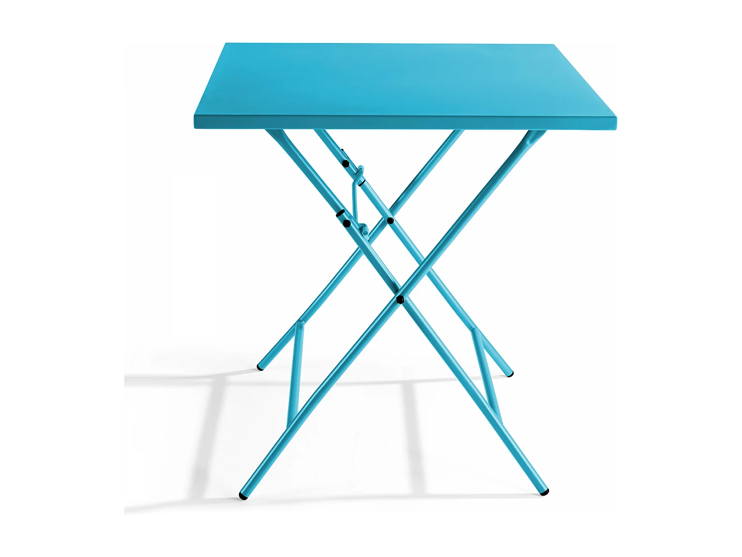Table de jardin pliante carrée en acier bleu - Palavas