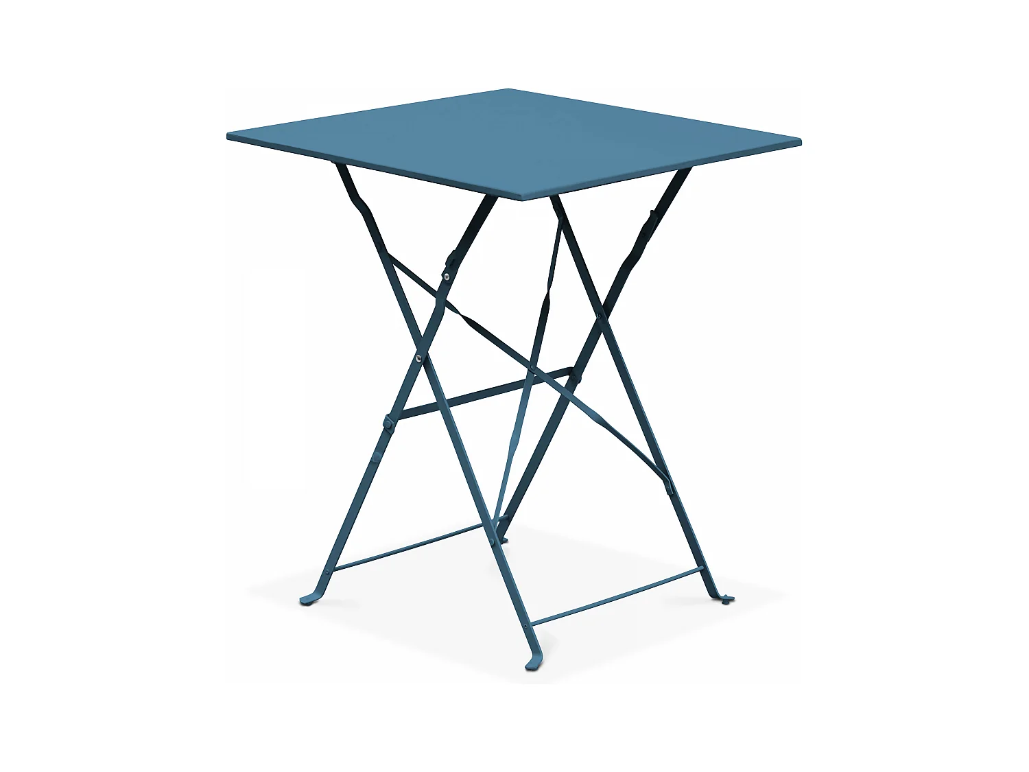 Table de jardin pliante bistrot en acier bleu pacific