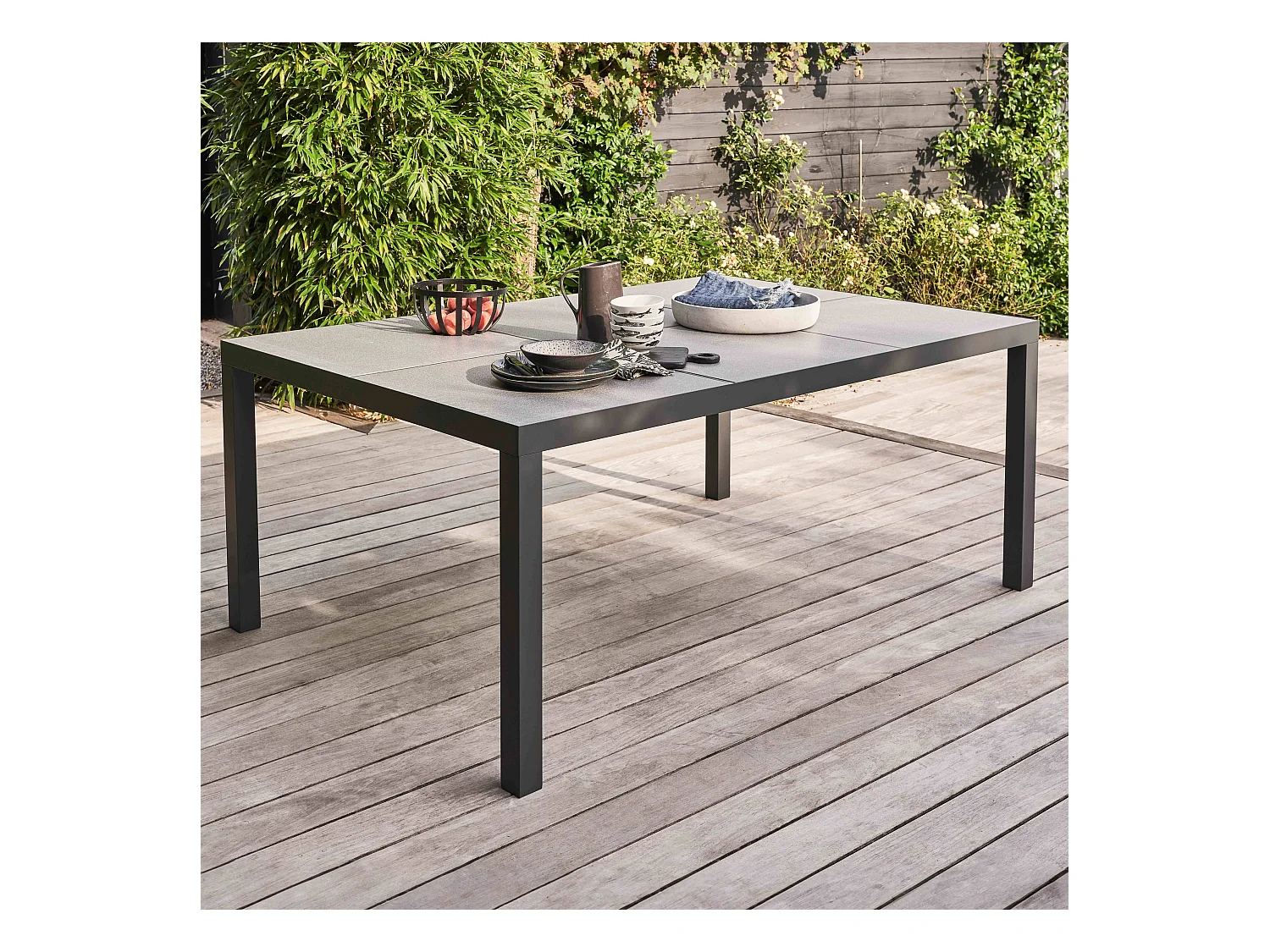 Table de jardin 10 places en aluminium et céramique gris - Tivoli