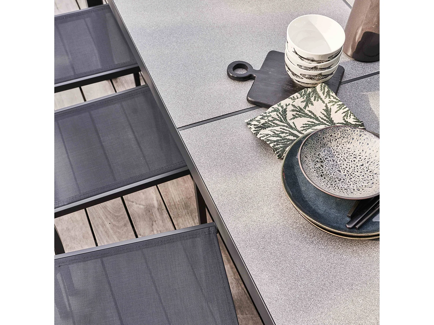 Table de jardin 10 places en aluminium et céramique gris - Tivoli