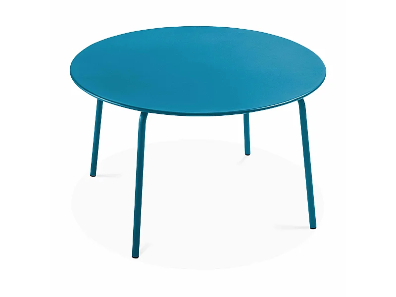 Table de jardin ronde en acier bleu pacific  - Palavas