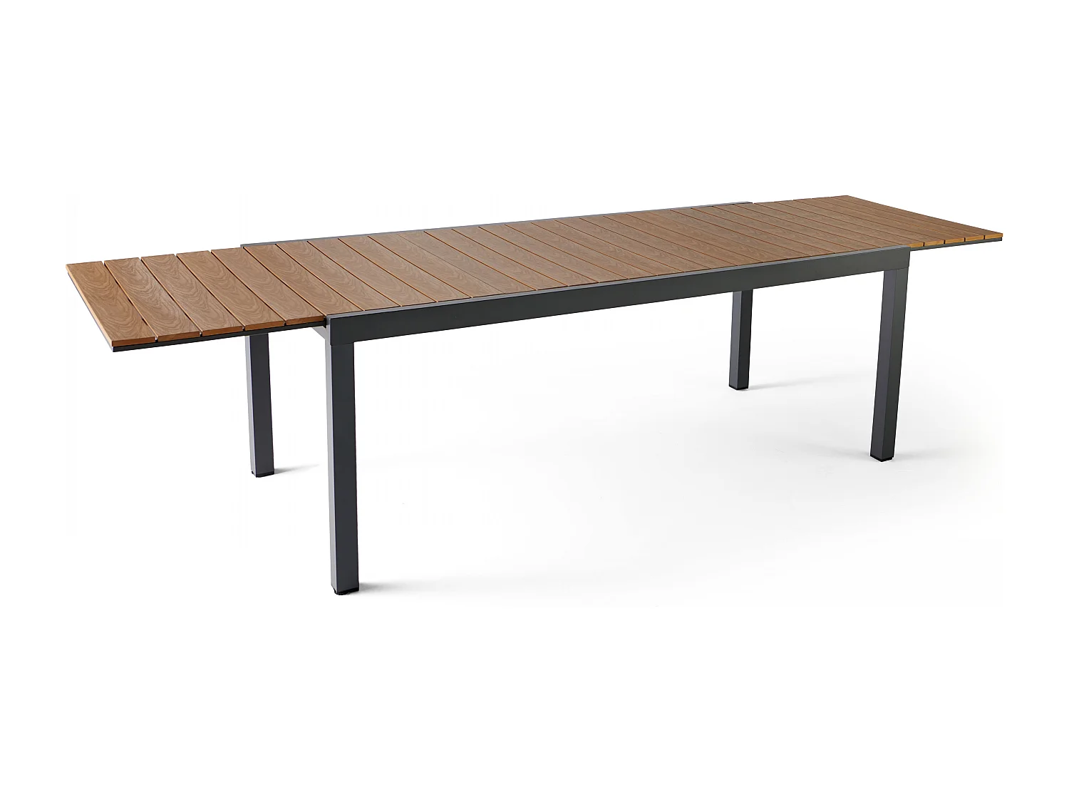 Table extensible en aluminium et bois synthétique marron