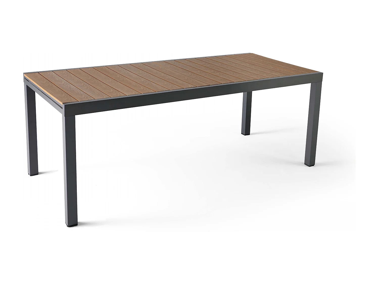 Table extensible en aluminium et bois synthétique marron