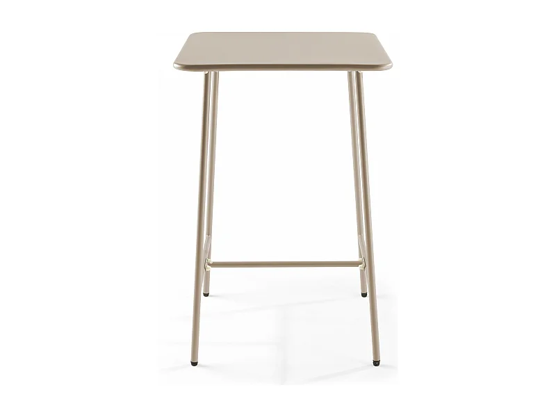 Table haute de jardin carrée en acier taupe - Palavas