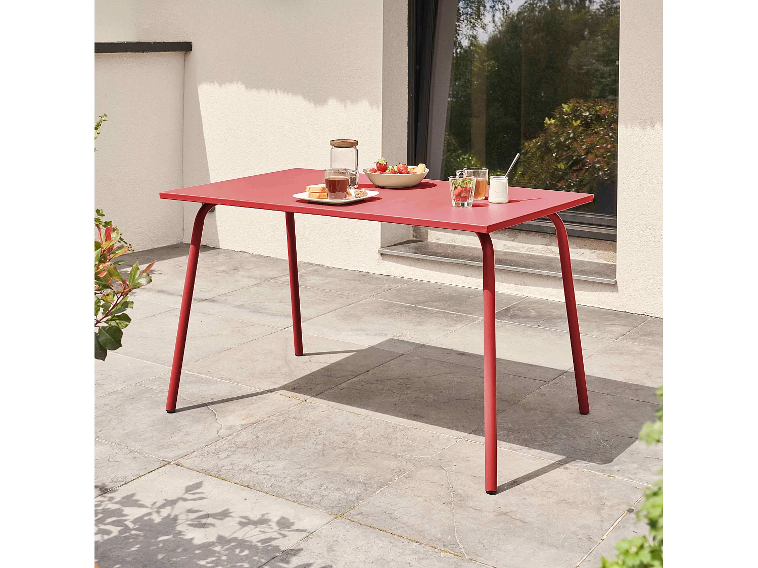 Table de jardin en acier rouge  - Palavas