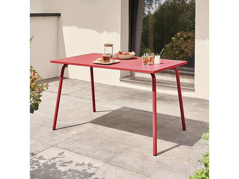Table de jardin en acier rouge  - Palavas