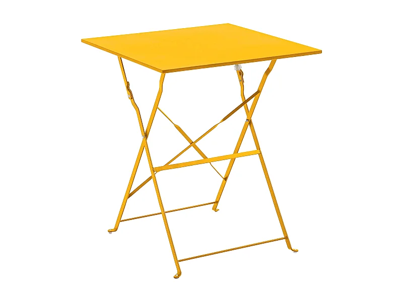 Table de jardin pliante bistrot en acier jaune