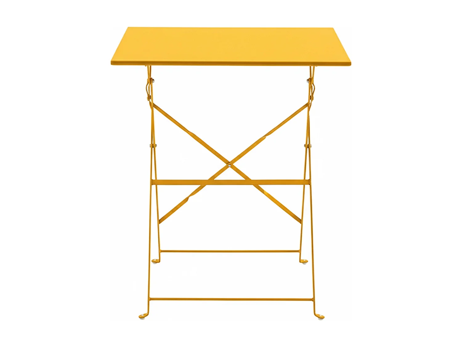 Table de jardin pliante bistrot en acier jaune
