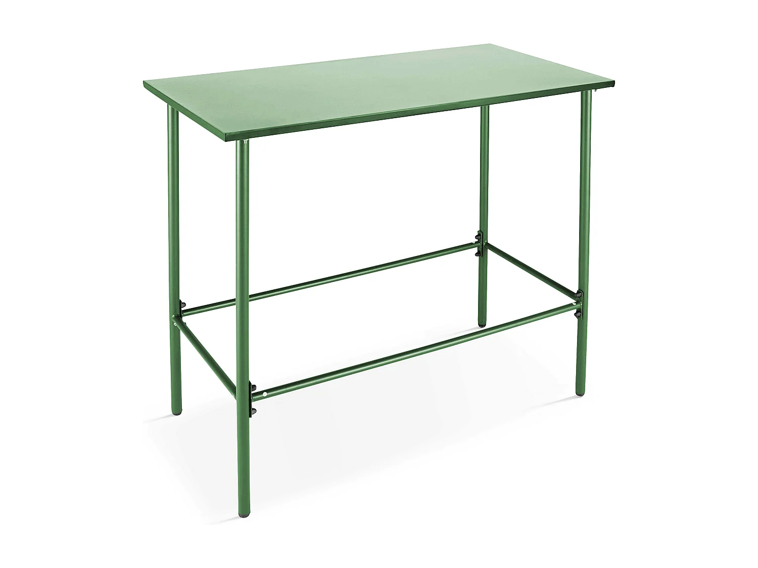 Table haute de jardin en métal vert cactus 120 cm - Palavas