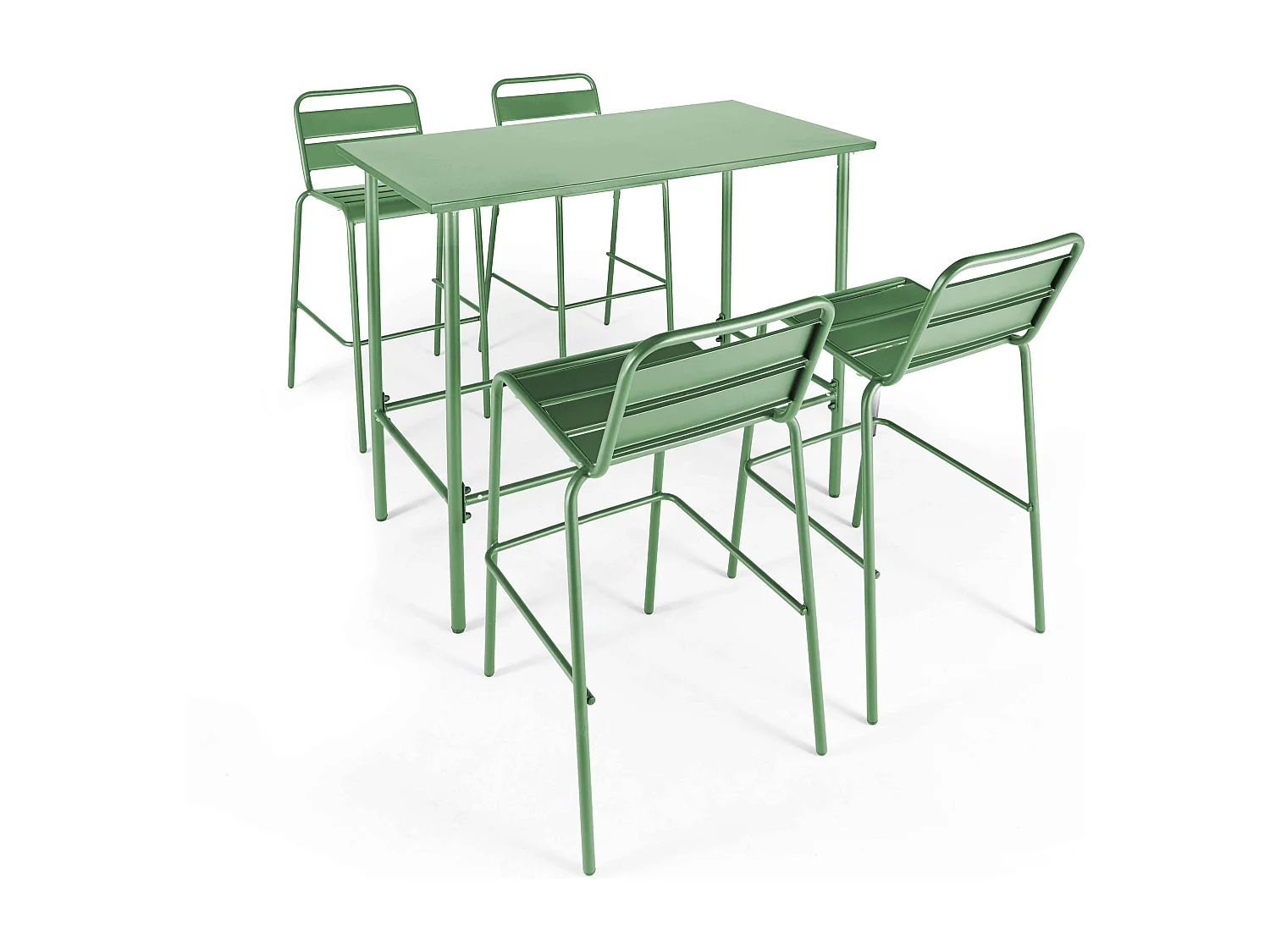 Table haute de jardin en métal vert cactus 120 cm - Palavas