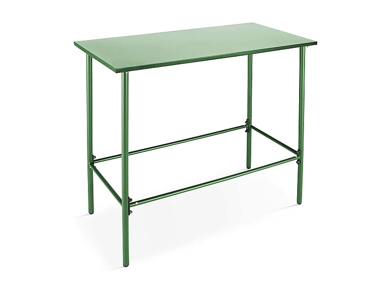 Table haute de jardin en métal vert cactus 120 cm - Palavas