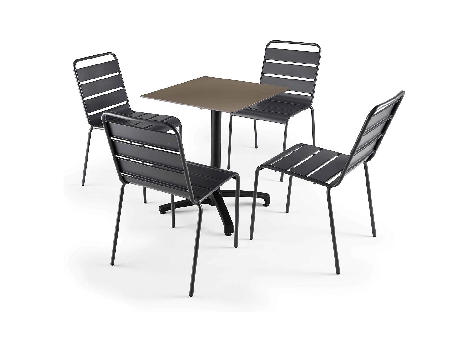 Mesa de jardín de 60x60 cm inclinable, laminada en hormigón gris topo