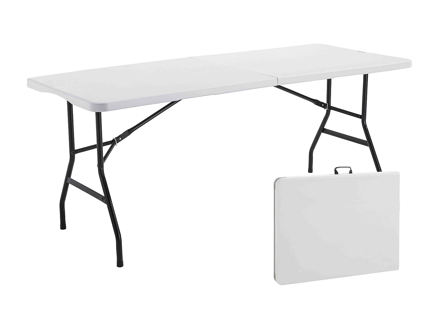 Table pliante 180 cm blanche en PEHD - 8 places