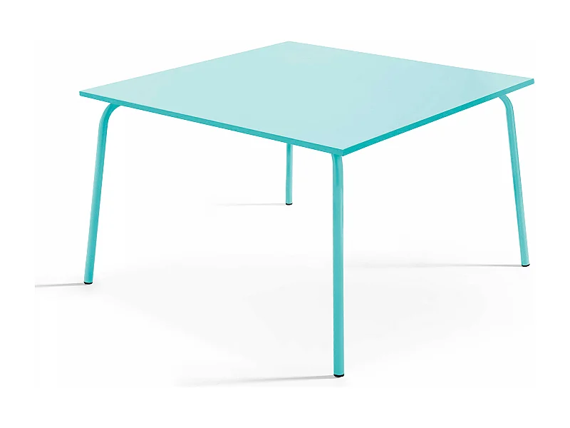 Table de jardin carrée en acier turquoise 120 cm - Palavas