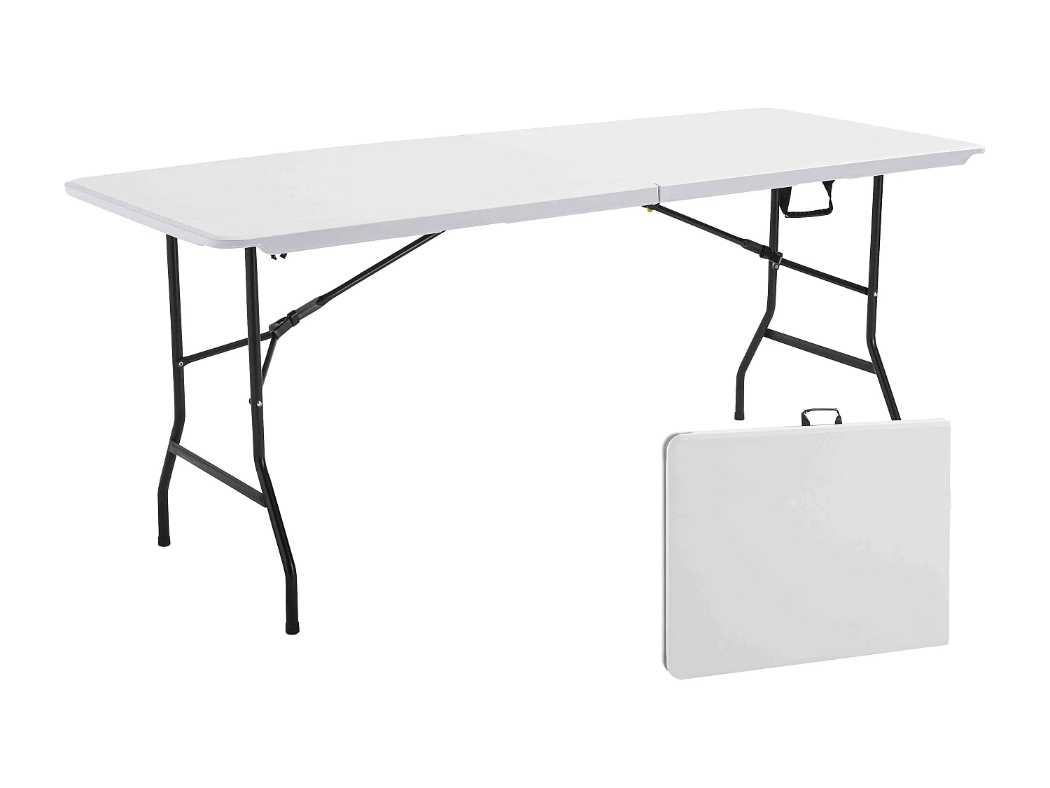 Table pliante blanche 180x70 cm en plastique 8 places format valise