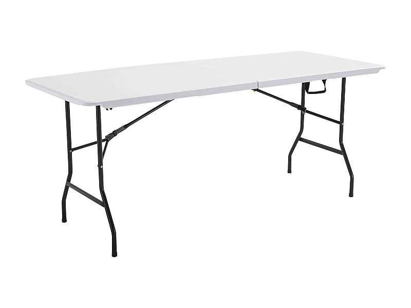 Table pliante blanche 180x70 cm en plastique 8 places format valise